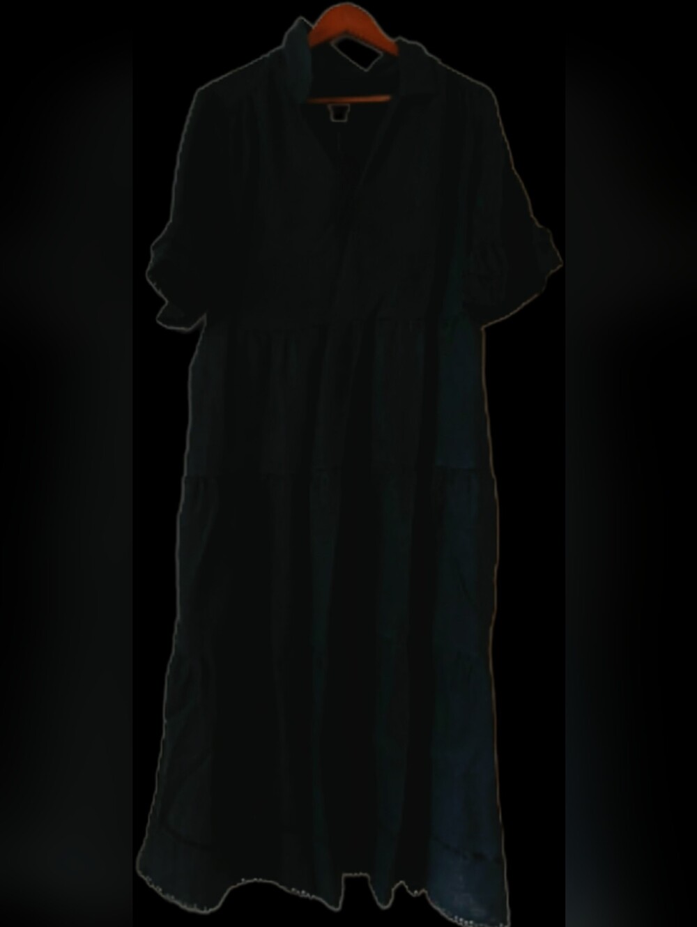 Chico’s Linen Eyelet Tiered Sundress Black size 2 (12-14 L ) ✨️Pre-owned - Picture 5 of 12